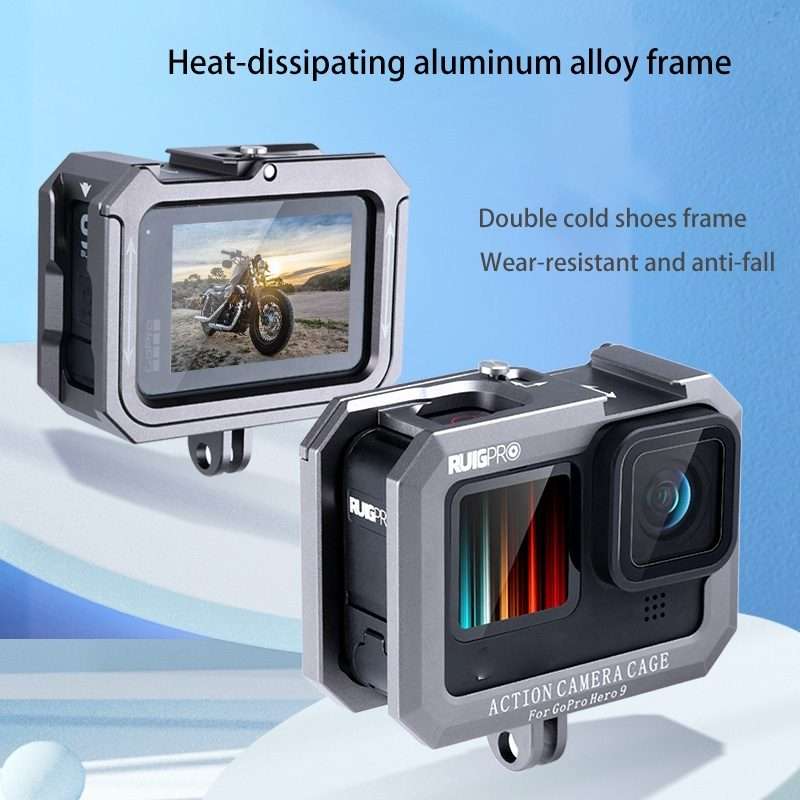 RUIGPRO for GoPro HERO10 Black / HERO9 Black Metal Border Frame Mount Protective ... (Silver Grey)