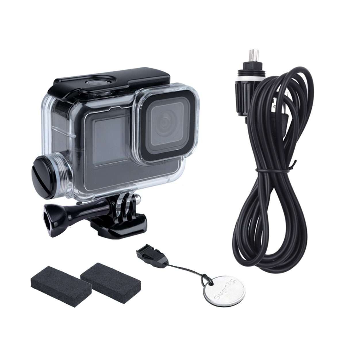 For GoPro HERO10 Black / HERO9 Black 30m Charging Waterproof Housing Case with Buckle Basic Mount