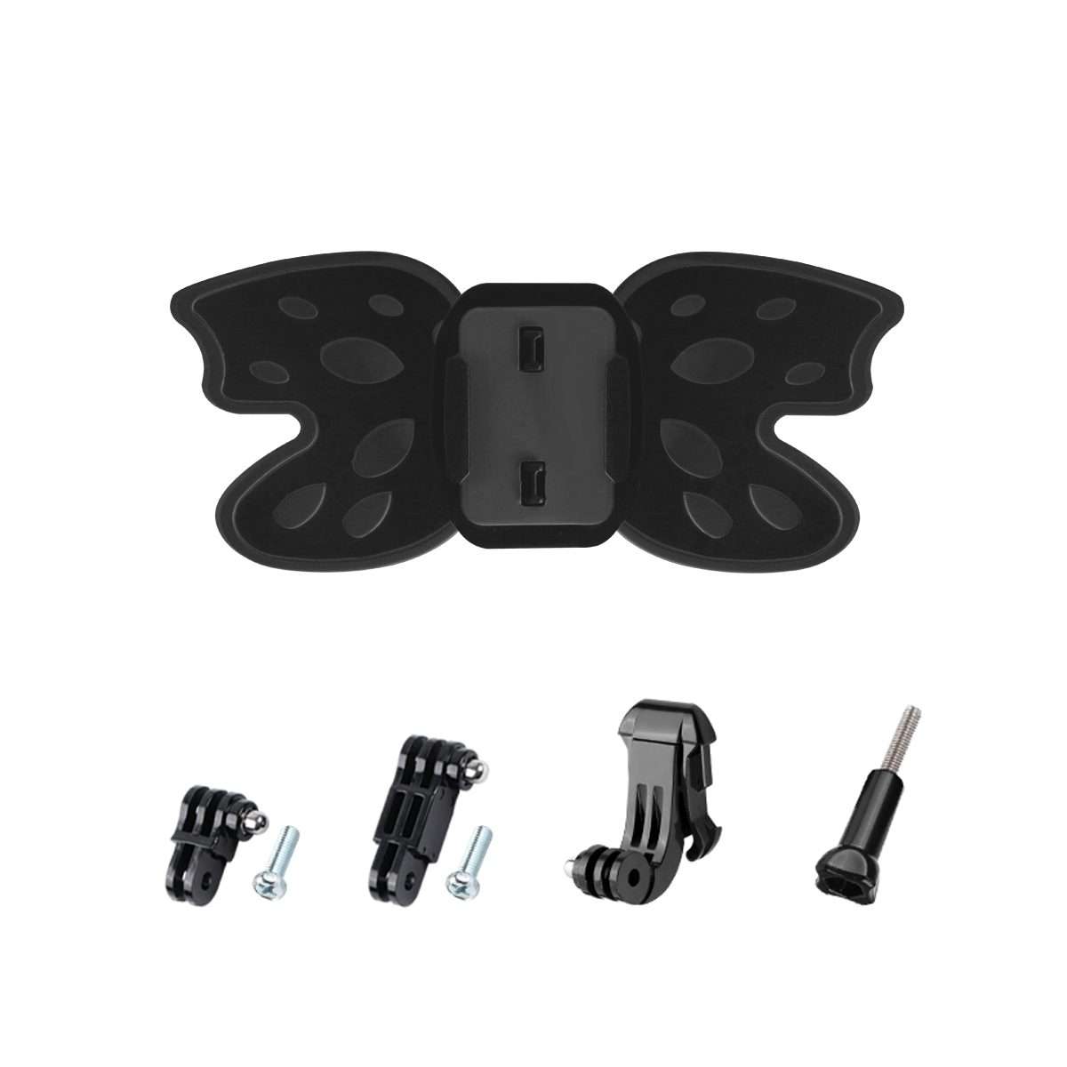Butterfly Helmet Mount Adapter with 3-Way Pivot Arm & J-Hook Buckle & Long Screw for G ... (Black)