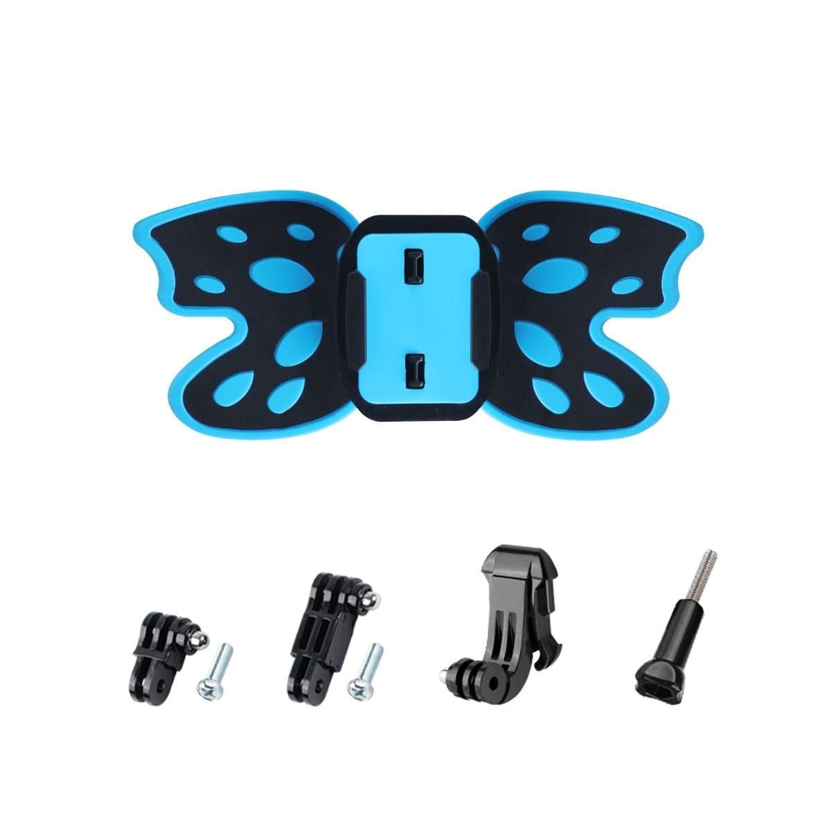 Butterfly Helmet Mount Adapter with 3-Way Pivot Arm & J-Hook Buckle & Long Screw for Go ... (Blue)