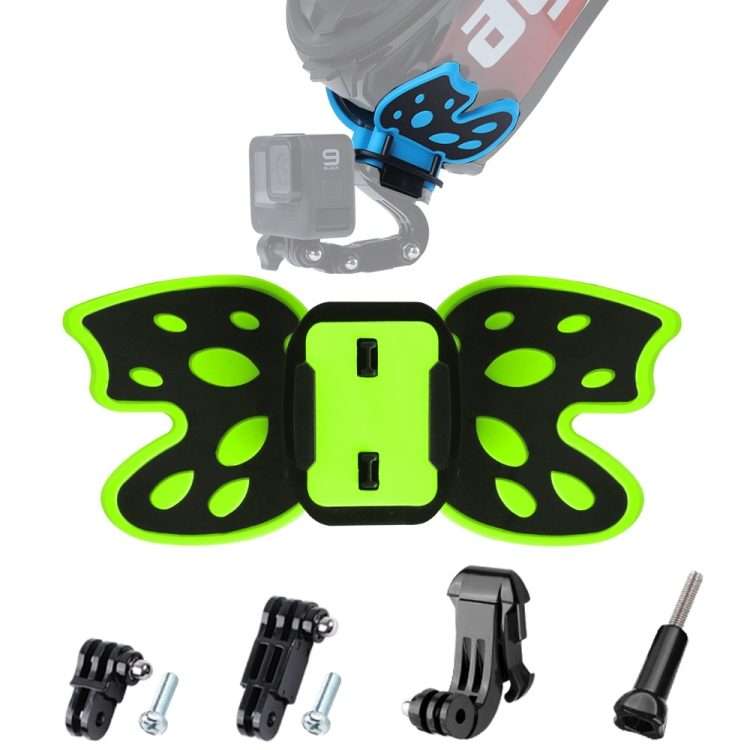 Butterfly Helmet Mount Adapter with 3-Way Pivot Arm & J-Hook Buckle & Long ... (Fluorescent Green)