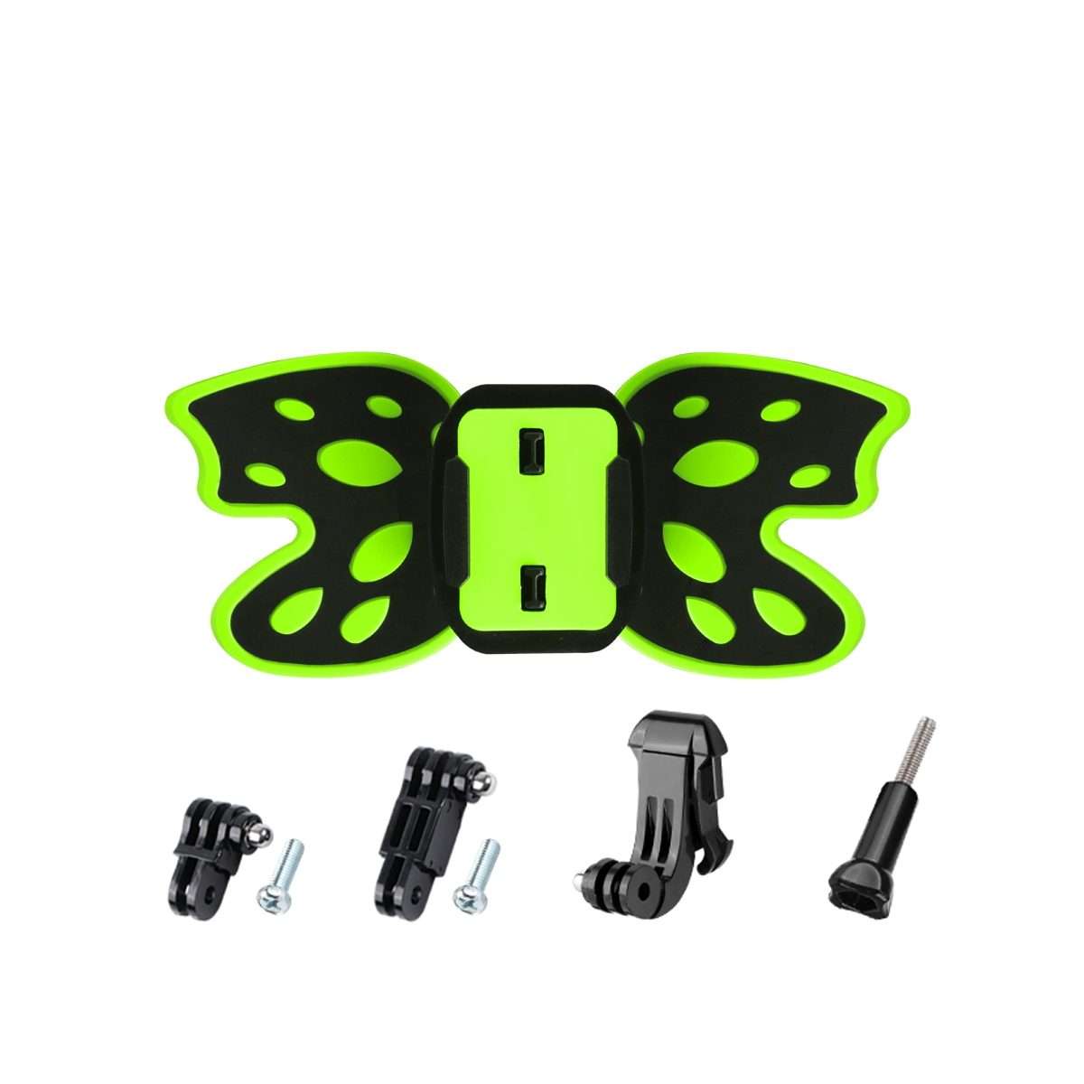 Butterfly Helmet Mount Adapter with 3-Way Pivot Arm & J-Hook Buckle & Long ... (Fluorescent Green)