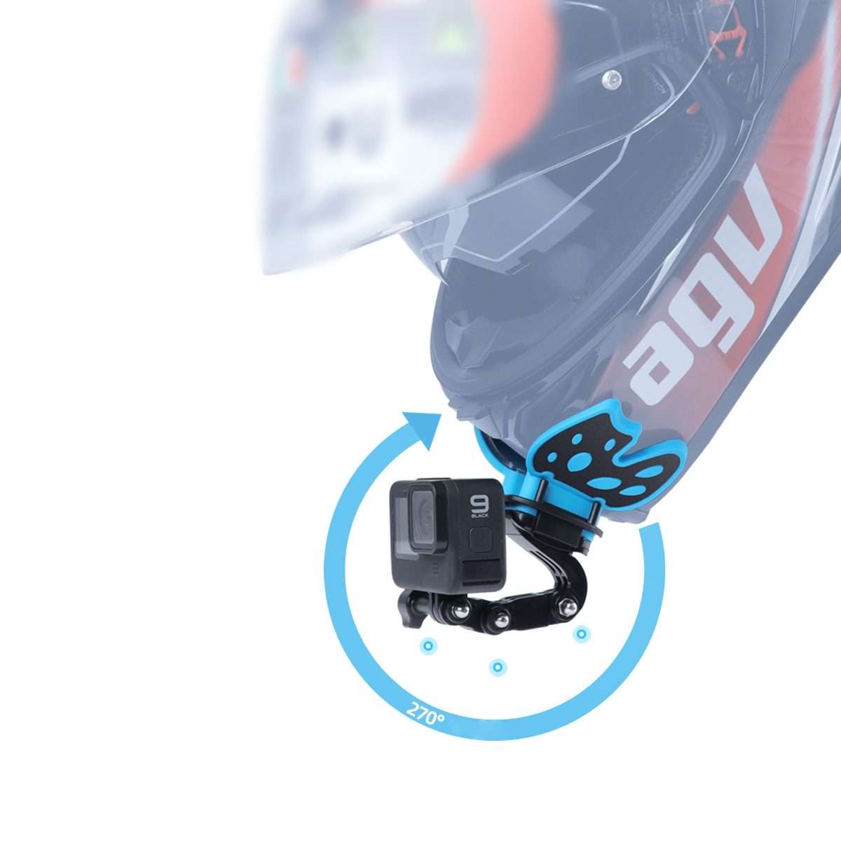 Butterfly Helmet Mount Adapter with 3-Way Pivot Arm & J-Hook Buckle & Long ... (Fluorescent Green)