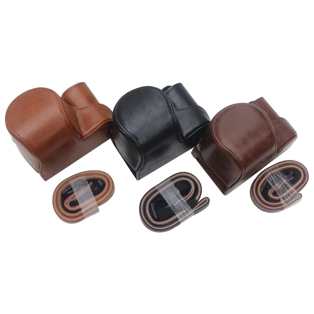Full Body Camera PU Leather Case Bag for Sony ZV-E10 (Brown)