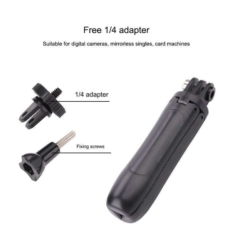 Multi-functional Foldable Tripod Holder Selfie Monopod Stick for GoPro, Insta360, DJI ... (Black)