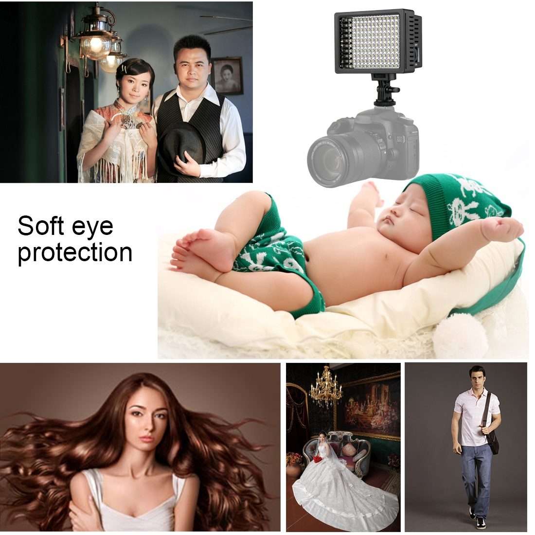 HD-160 White Light LED Video Light on-Camera Photography Lighting Fill Light for Canon, Nikon, DSL