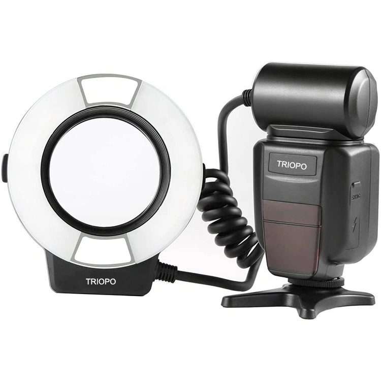 TRIOPO TR-15EX Macro Ring TTL Flash Light with 6 Different Size Adapter Rings For Niko ... (Black)