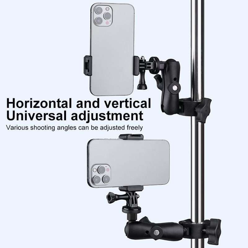 Extended Version 360 Rotation Adjustable Action Camera Bike Motorcycle Handlebar Holder (Black)