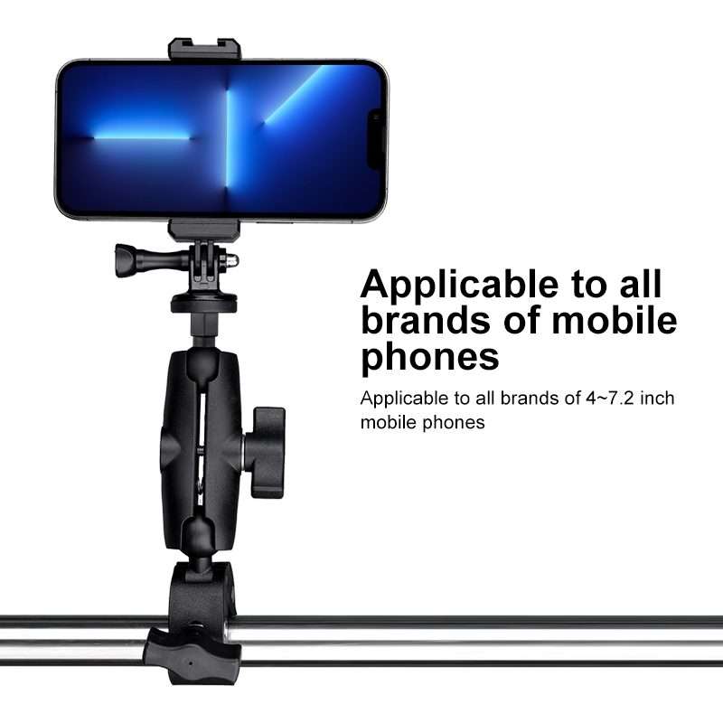 Extended Version 360 Rotation Adjustable Action Camera Bike Motorcycle Handlebar Holde ... (Black)
