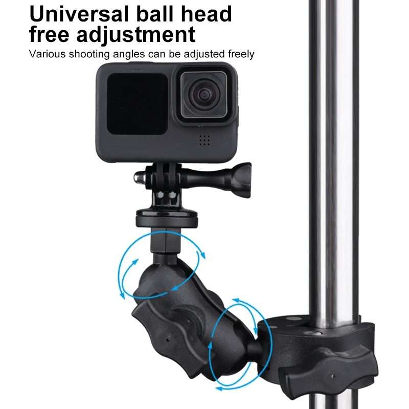 Extended Version 360 Rotation Adjustable Action Camera Bike Motorcycle Handlebar Holde ... (Black)
