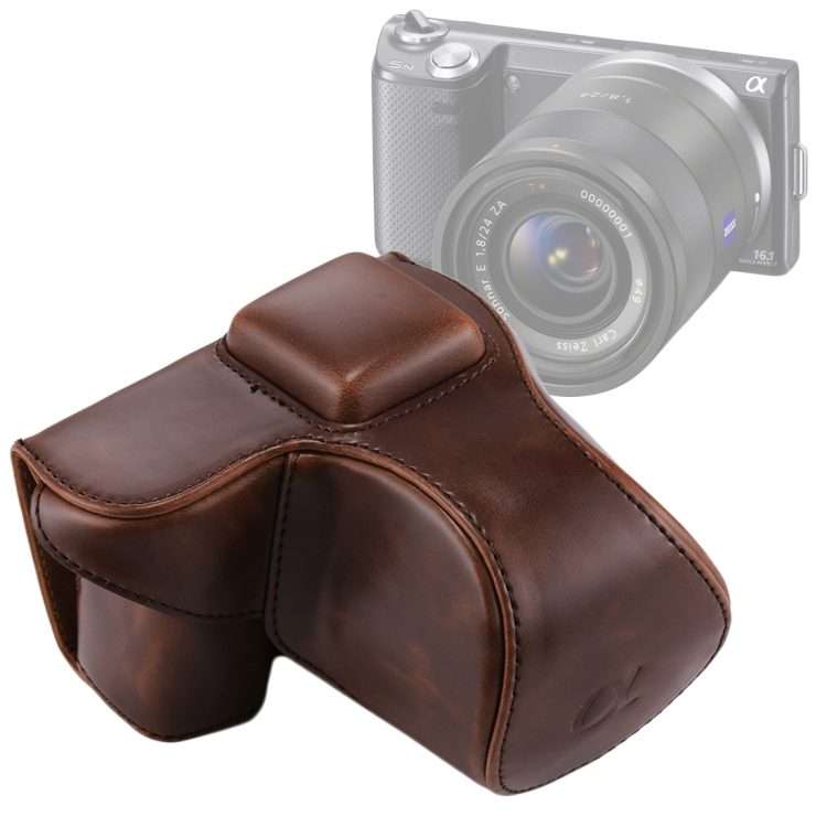 Full Body Camera PU Leather Case Bag with Strap for Sony NEX 5N / 5R / 5T (16-50mm ... (Coffee)