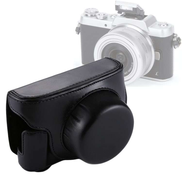 Full Body Camera PU Leather Camera Case Bag with Strap for Panasonic Lumix GF7 / GF8 ... (Black)