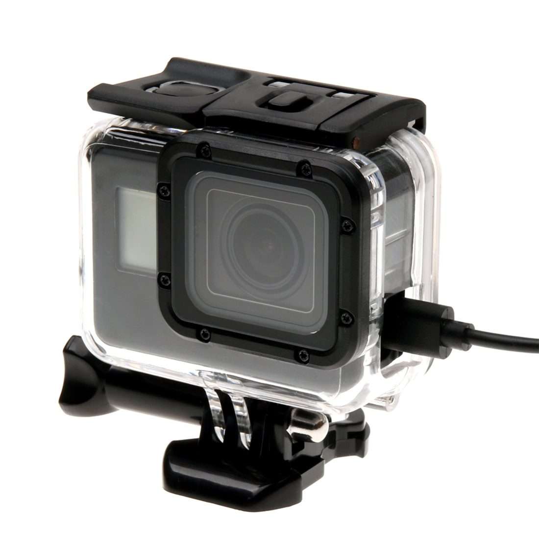 For GoPro HERO6 /5 Skeleton Housing Protective Case + Hollow Back Cover with Buckle Basic Mount &