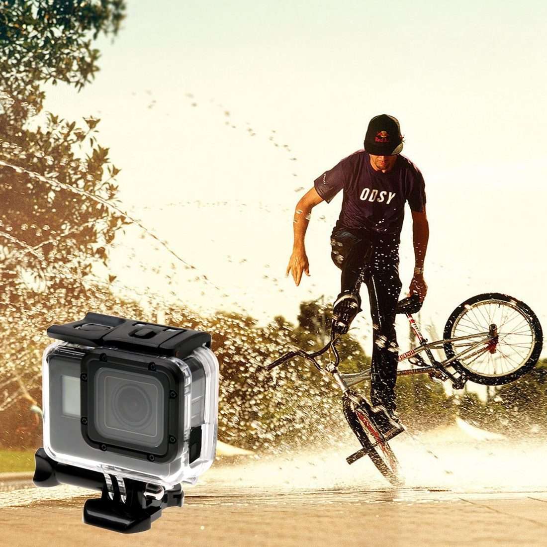 For GoPro HERO6 /5 Skeleton Housing Protective Case + Hollow Back Cover with Buckle Basic Mount &