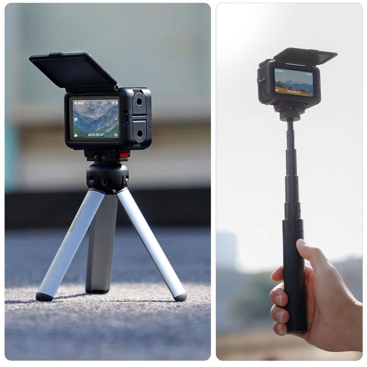 For DJI Osmo Action 5 Pro / 4 / 3 Sunnylife Protective Case Frame Mount Adapter Sun Ho ... (Black)