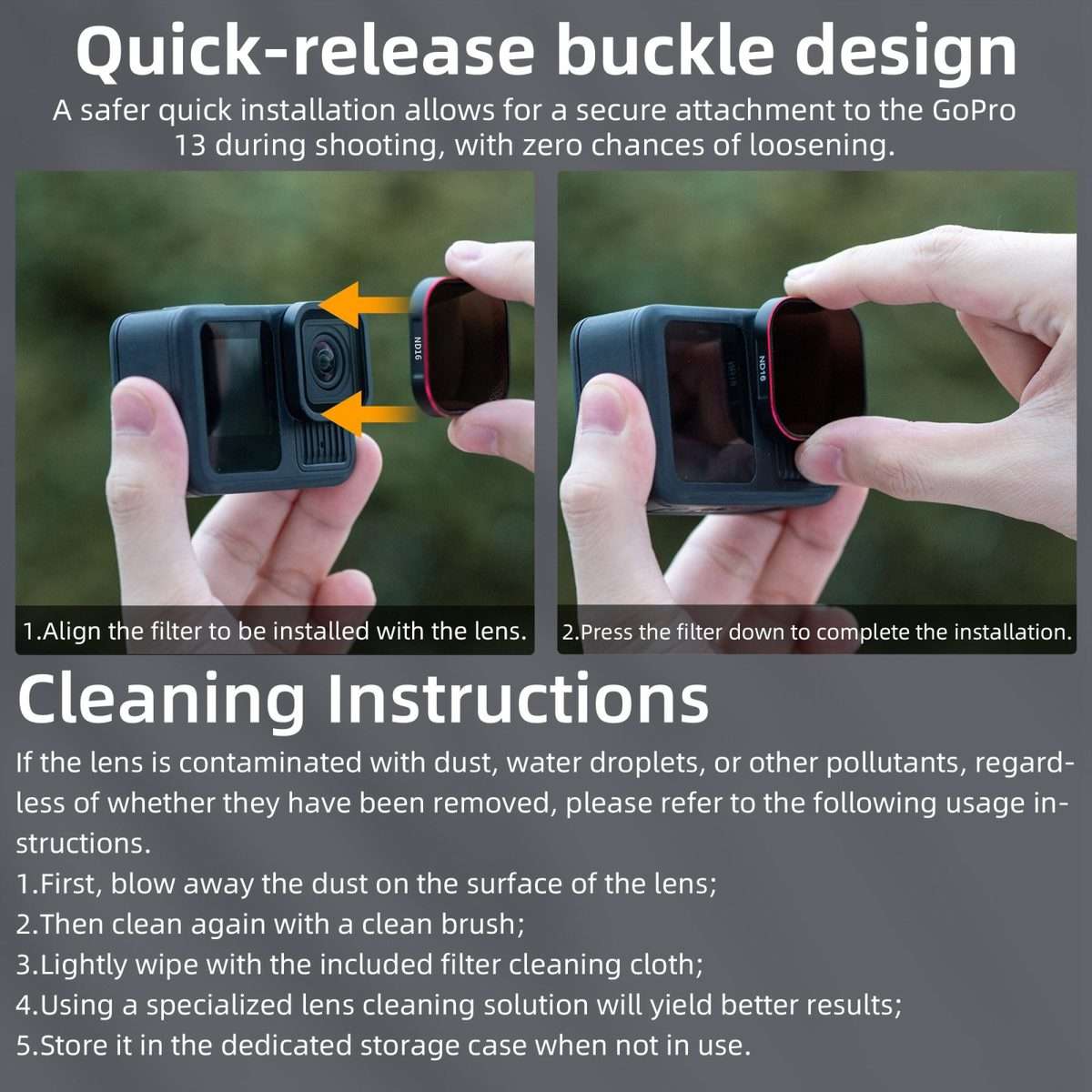 For GoPro HERO13 Black STARTRC Quick Release 4 in 1 ND8 ND16 ND32 CPL Lens Filter