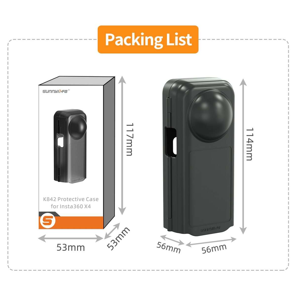 For Insta360 X4 Sunnylife Integrated Lens Screen Camera Cover Protector Sc ... (Transparent Black)