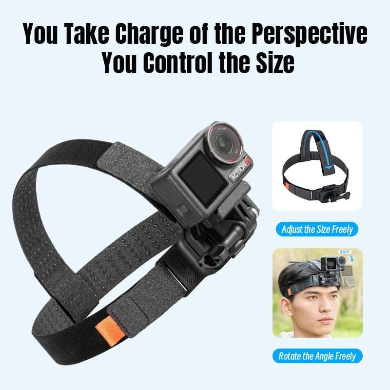 STARTRC Adjustable Head Strap Magnetic Eco-friendly Vlog POV Mount Belt for GoPro, Ins ... (Black)