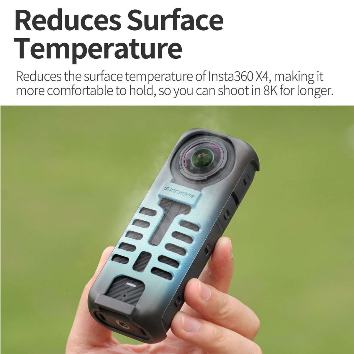 For Insta360 X4 Sunnylife Graphene Case High Thermal Conductivity Protective Case with ... (Black)