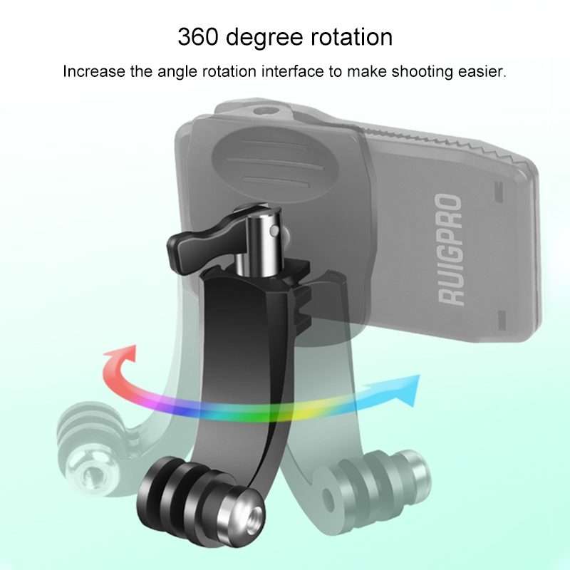 RUIGPRO 360 Degree Rotation J-Type Backpack Rec-Mounts Clip Clamp Mount with Screw for GoPro HERO9