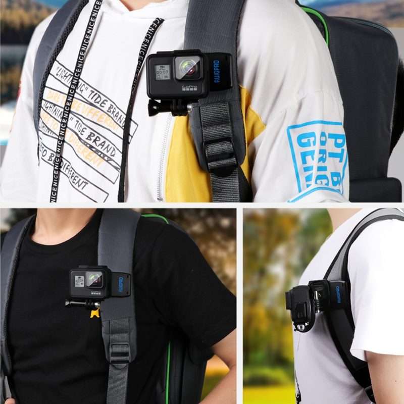 RUIGPRO 360 Degree Rotation J-Type Backpack Rec-Mounts Clip Clamp Mount with Screw for GoPro HERO9