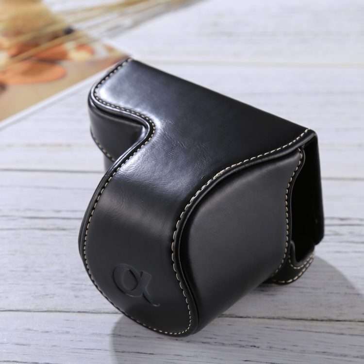 Full Body Camera PU Leather Case Bag with Strap for Sony A5100 / A5000 / NEX-3N (16-50 ... (Black)