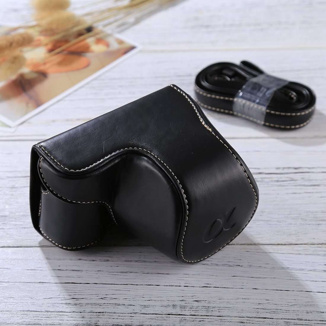Full Body Camera PU Leather Case Bag with Strap for Sony A5100 / A5000 / NEX-3N (16-50 ... (Black)