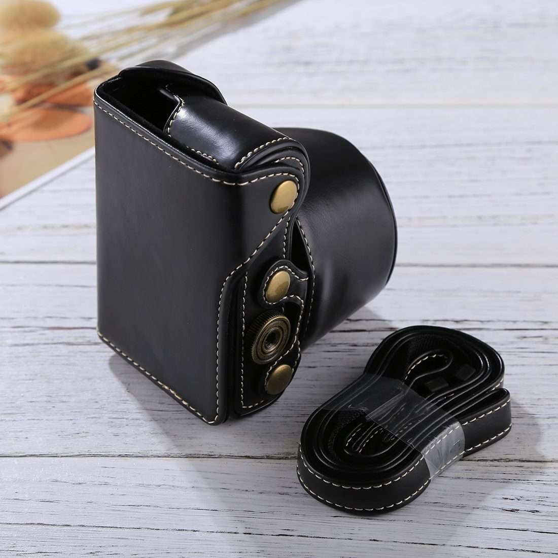 Full Body Camera PU Leather Case Bag with Strap for Sony A5100 / A5000 / NEX-3N (16-50 ... (Black)