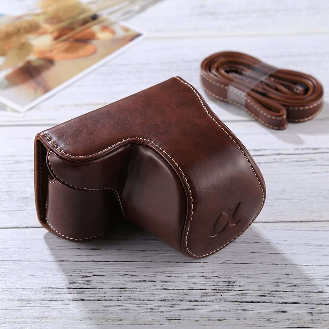 Full Body Camera PU Leather Case Bag with Strap for Sony A5100 / A5000 / NEX-3N (16-5 ... (Coffee)