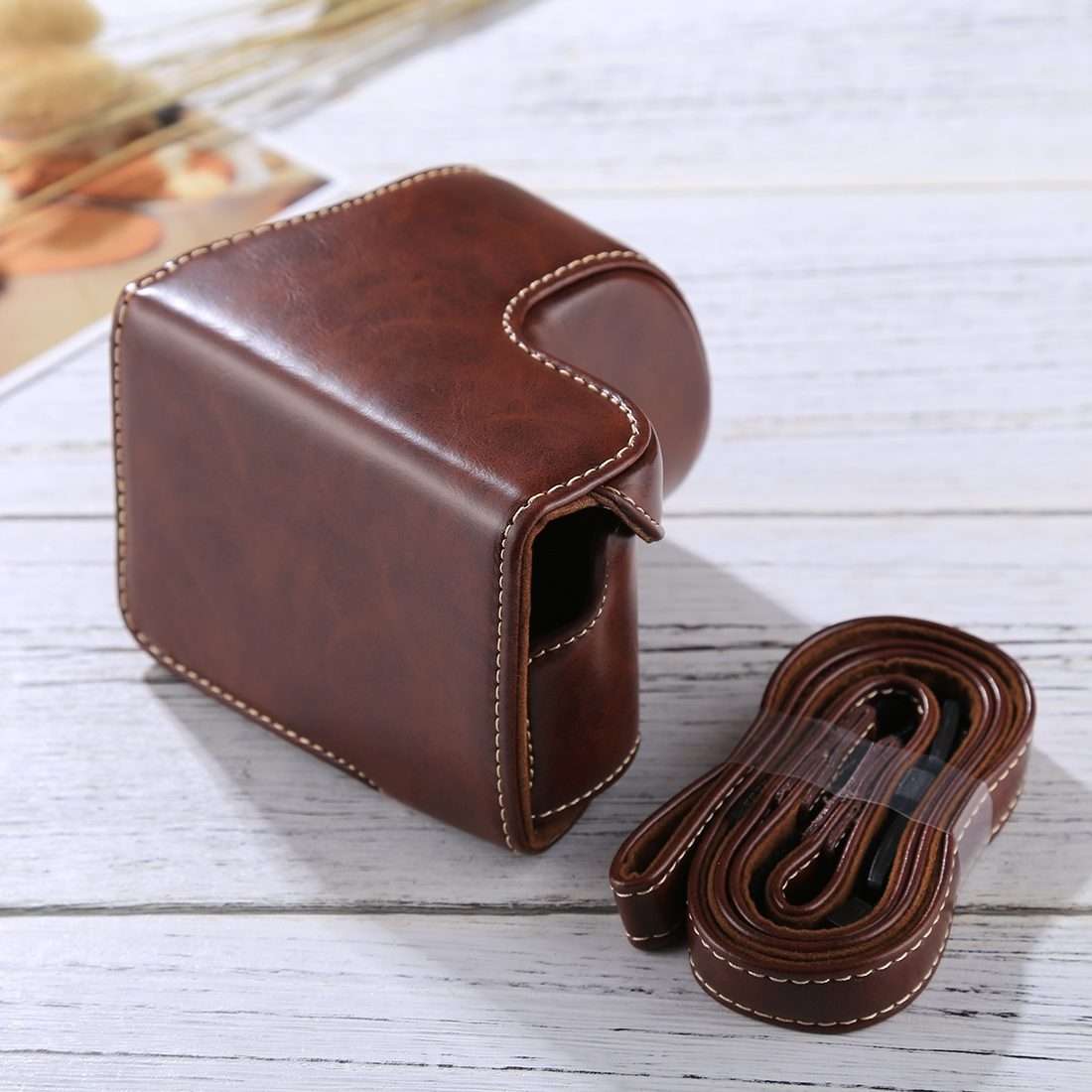 Full Body Camera PU Leather Case Bag with Strap for Sony A5100 / A5000 / NEX-3N (16-5 ... (Coffee)