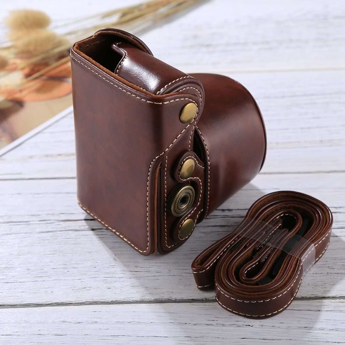 Full Body Camera PU Leather Case Bag with Strap for Sony A5100 / A5000 / NEX-3N (16-5 ... (Coffee)