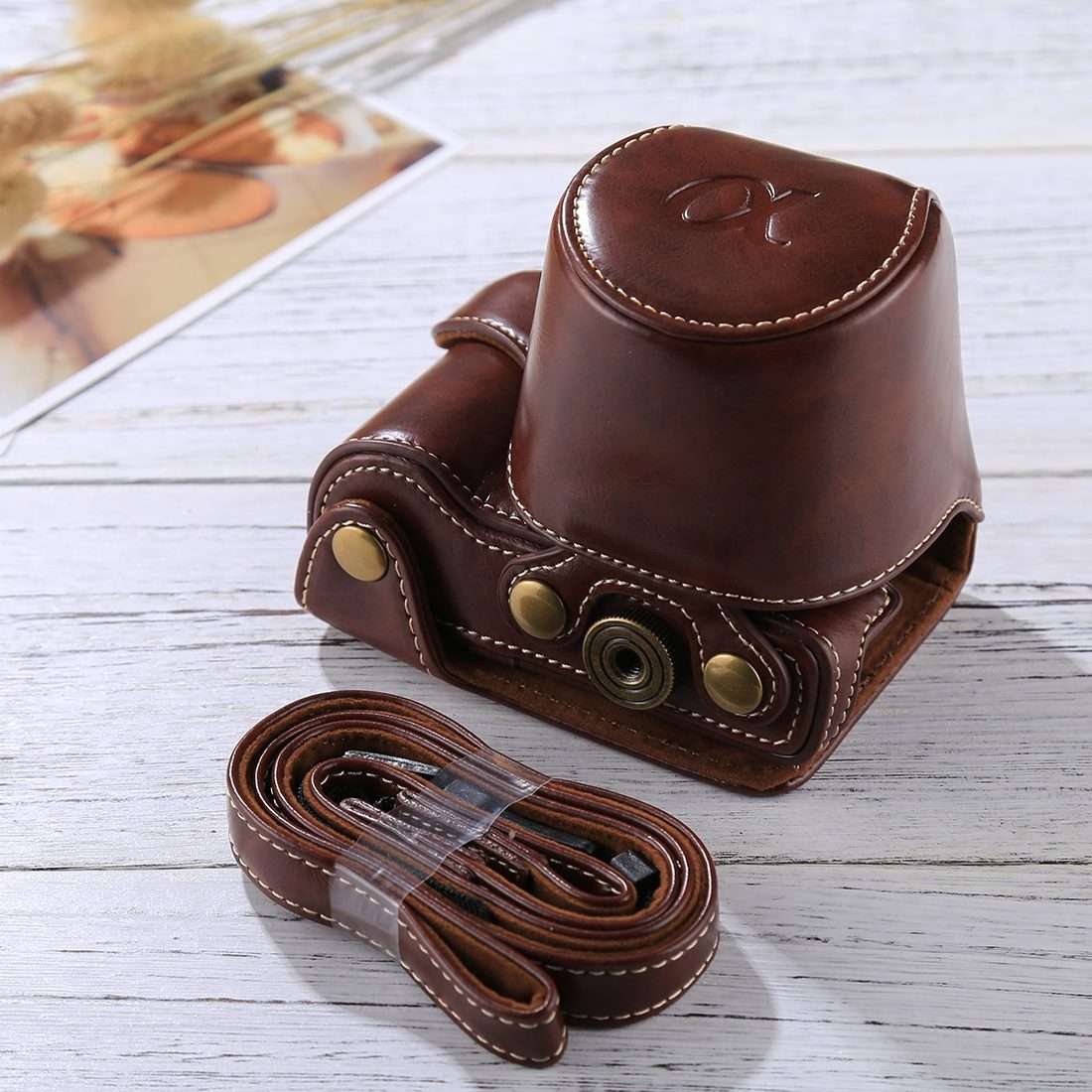 Full Body Camera PU Leather Case Bag with Strap for Sony A5100 / A5000 / NEX-3N (16-5 ... (Coffee)