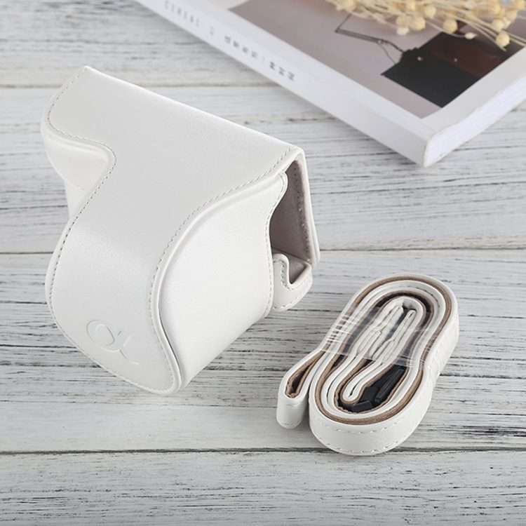 Full Body Camera PU Leather Case Bag with Strap for Sony A5100 / A5000 / NEX-3N (16-50 ... (White)