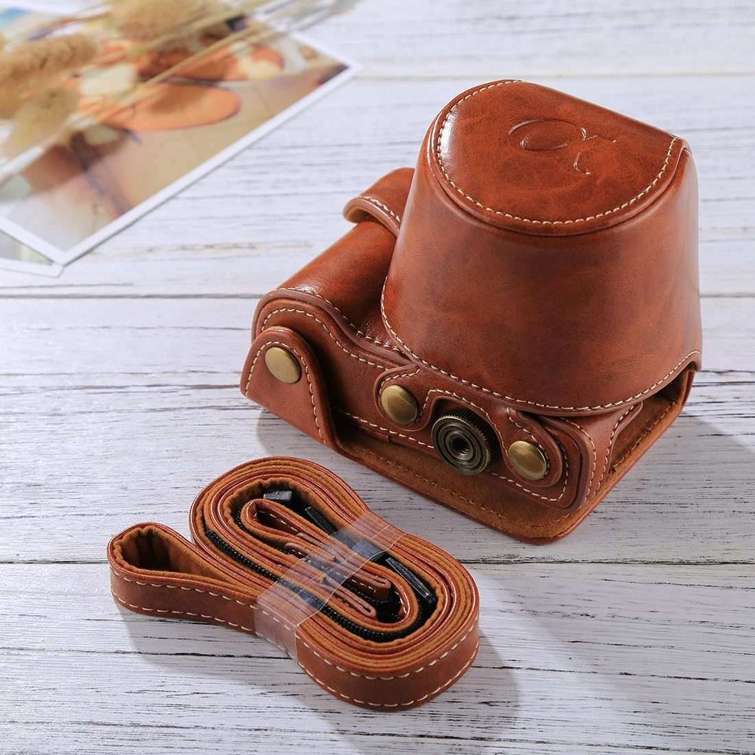 Full Body Camera PU Leather Case Bag with Strap for Sony A5100 / A5000 / NEX-3N (16-50 ... (Brown)