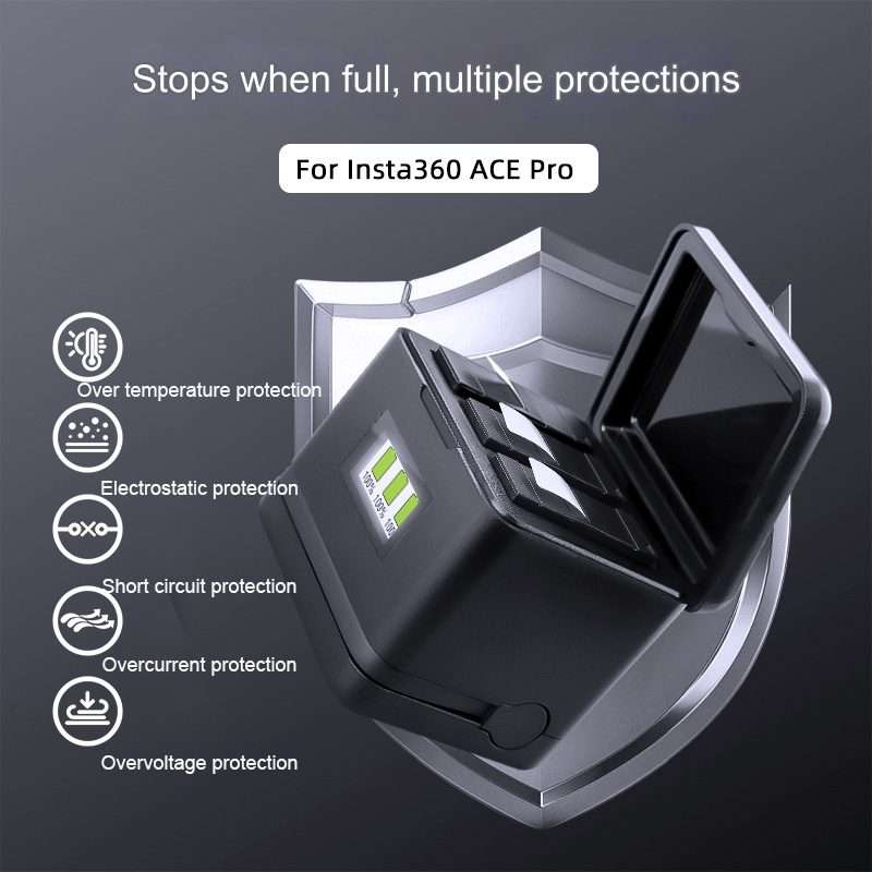 For Insta360 Ace Pro / Ace Tri-Battery Charging Box Case (Black)
