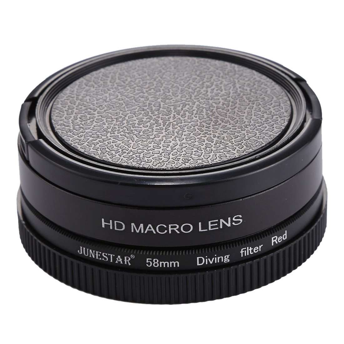 JSR 58mm 16X Macro Lens + Red Diving Lens Filter with Lens Cover + Lens Filter Ring Adapter + Stri