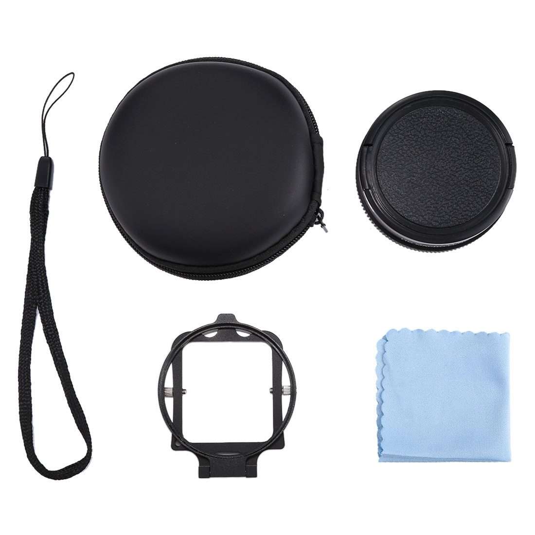 JSR 58mm 16X Macro Lens + Red Diving Lens Filter with Lens Cover + Lens Filter Ring Adapter + Stri