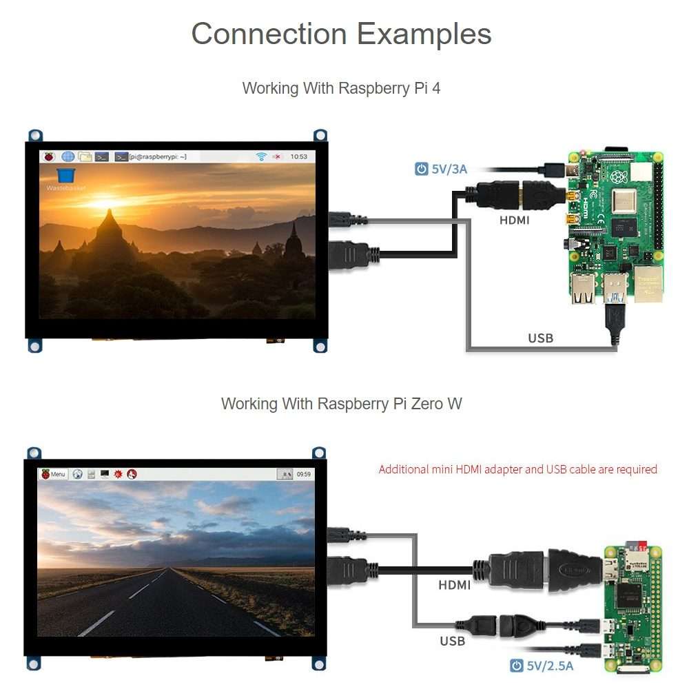 Waveshare 5 inch Slimmed-down Version 800 x 480 Toughened Glass Panel Capacitive Touch Scr ... (H)