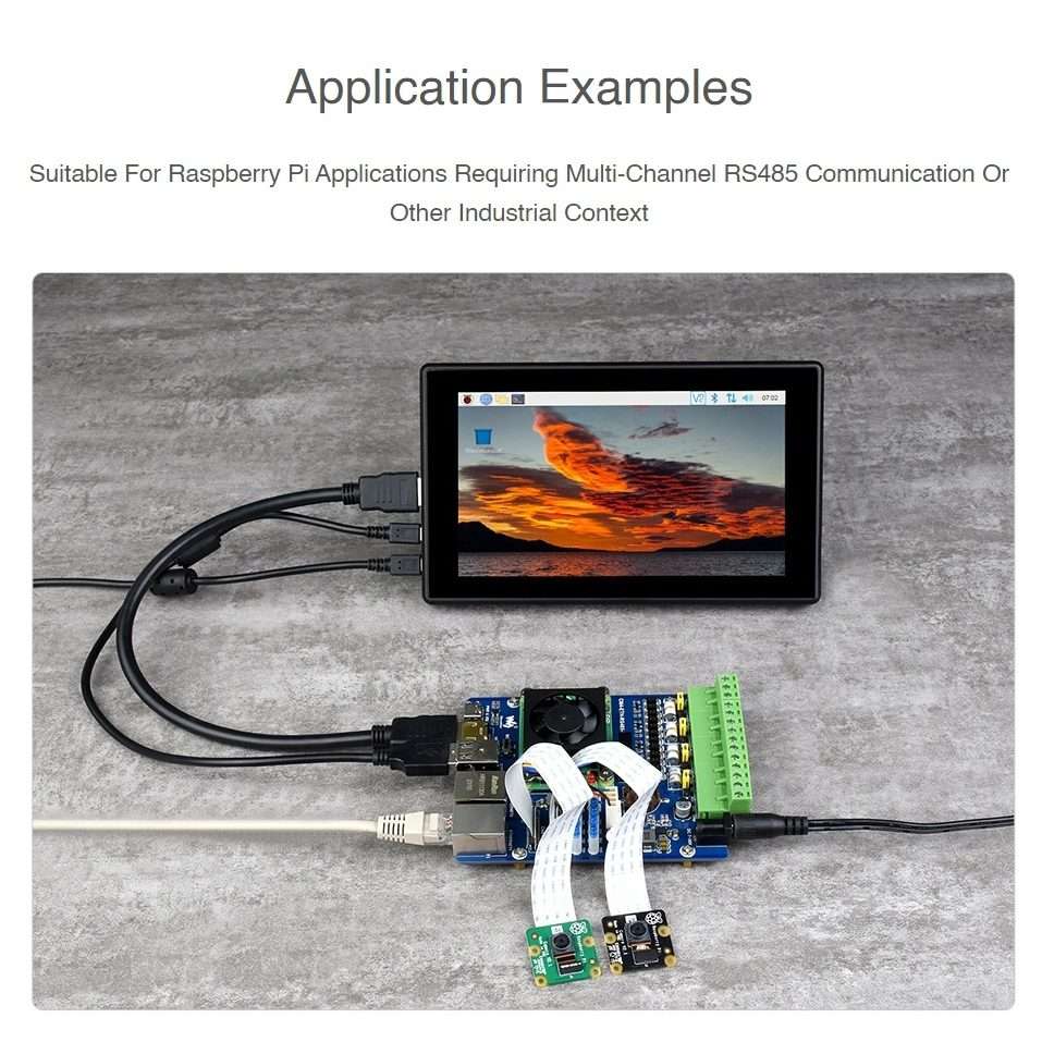 Waveshare Dual ETH Quad RS485 Base Board B for Raspberry Pi CM4, Gigabit Ethernet