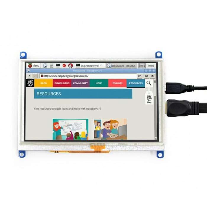 WAVESHARE 5 Inch HDMI LCD (G) 800x480 Touch Screen for Raspberry Pi Supports Various Systems
