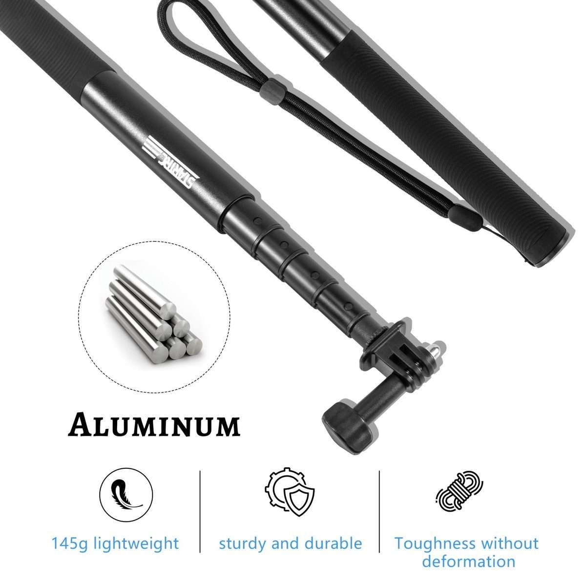 STARTRC 1.3m Handheld Extendable Pole Monopod (Black)