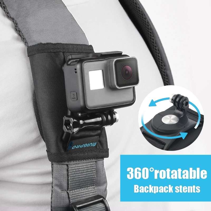 RUIGPRO Hook and Loop Fastener Backpack Rec-Mounts Clip Clamp Mount with Screw for GoP ... (Black)