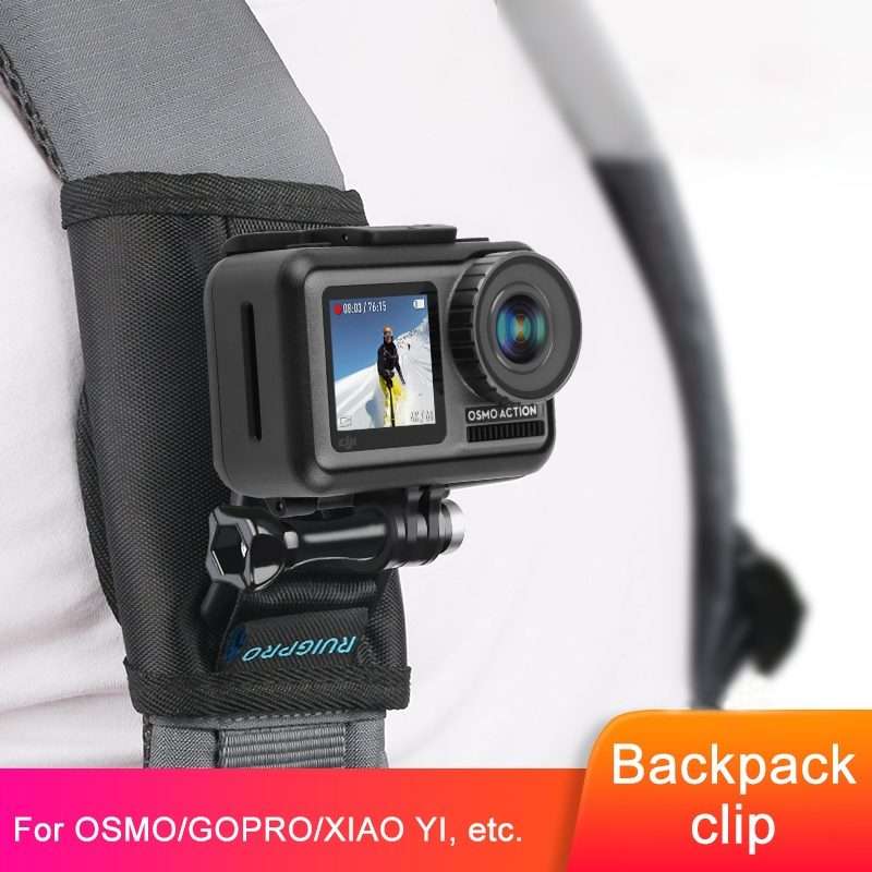 RUIGPRO Hook and Loop Fastener Backpack Rec-Mounts Clip Clamp Mount with Screw for GoP ... (Black)
