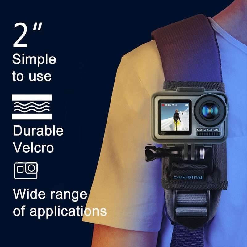 RUIGPRO Hook and Loop Fastener Backpack Rec-Mounts Clip Clamp Mount with Screw for GoP ... (Black)