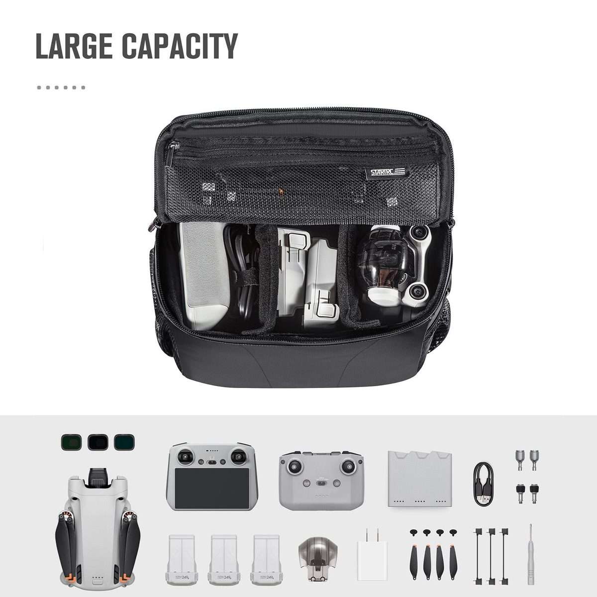 STARTRC Portable Carry Box Single Shoulder Storage Bag for DJI Mini 3 Pro / Air 2S / M ... (Black)