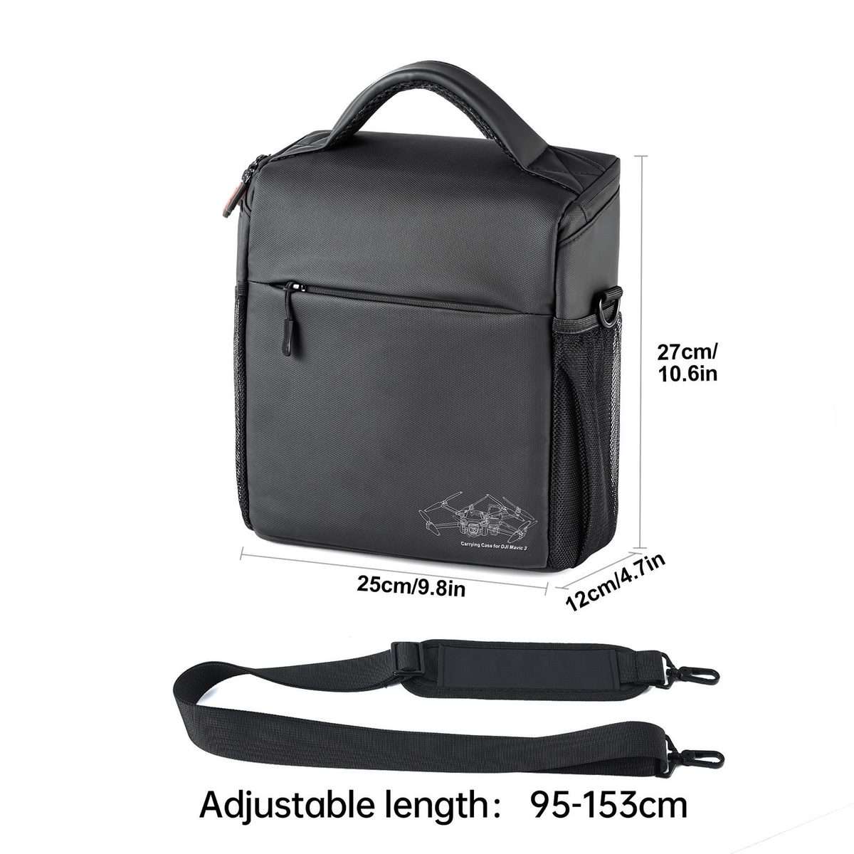 STARTRC Portable Carry Box Single Shoulder Storage Bag for DJI Mini 3 Pro / Air 2S / M ... (Black)