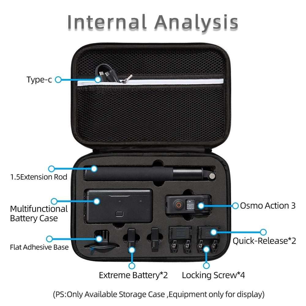 For DJI Osmo Action 3 Carrying Storage Case Bag,Size: 21.5 x 29.5 x 10cm(Black)