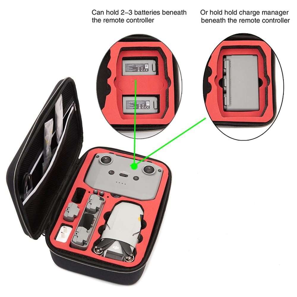 For DJI Mini 2 SE Shockproof Carrying Hard Case Storage Bag, Size: 21.5 x 29.5 x ... (Black Black)