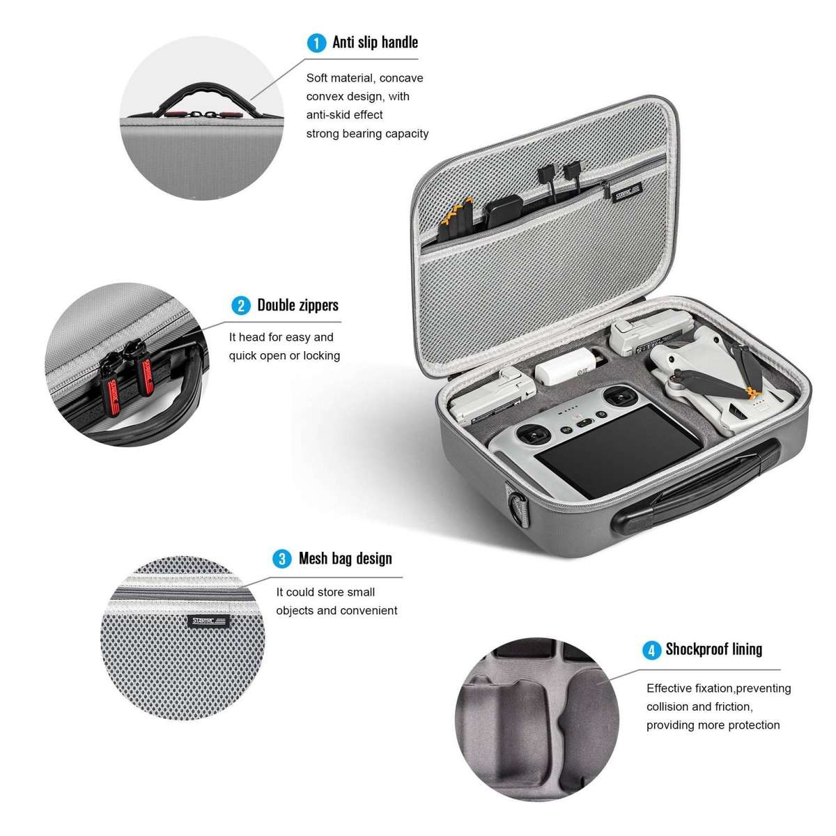 For DJI Mini 3 Pro / RC with Screen STARTRC Waterproof Shoulder Storage Bag Handbag(Grey)