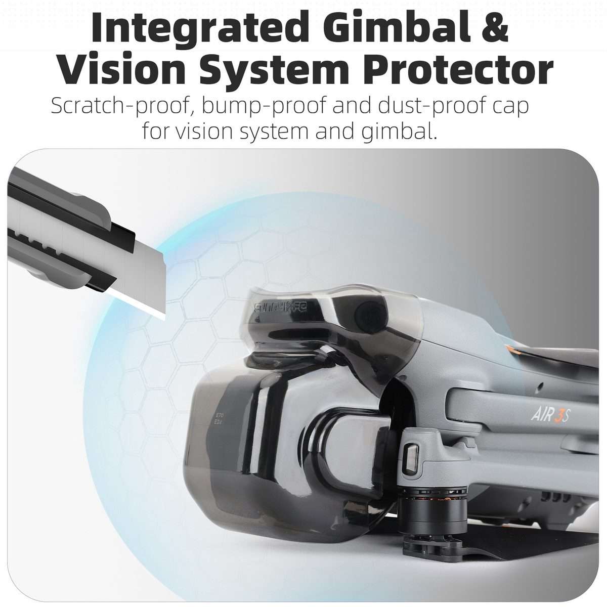 For DJI Air 3S Sunnylife Integrated Gimbal Cover Transparent Lens Cap Vision System Pro ... (Grey)